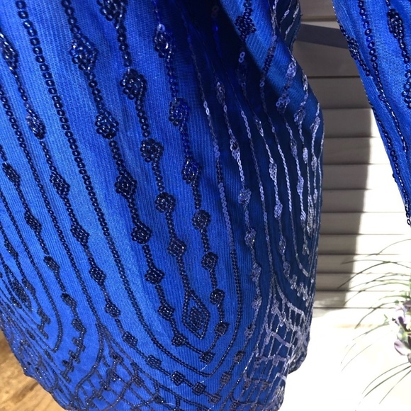 Bob Mackie Wearable Art Sequined Mesh Tunic Dress Royal Blue 3X - Picture 8 of 11